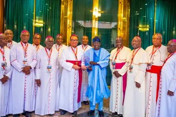 Tinubu meets Catholic Bishops he says "Nigeria is more secure now than in 2023