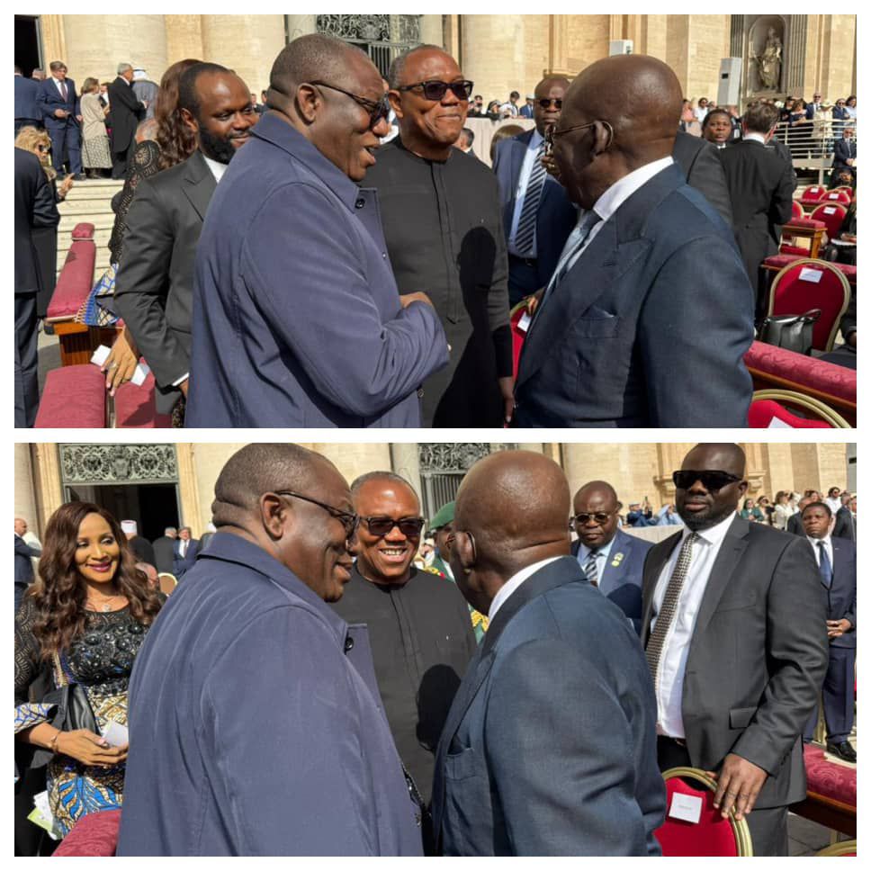 President Tinubu meets with Peter Obi, Fayemi at the Vatican