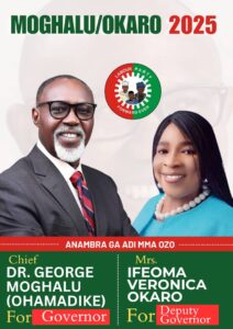 ANAMBRA 2025: DR. GEORGE MOGHALU UNVEILS MRS. IFEOMA VERONICA OKARO AS RUNNING MATE