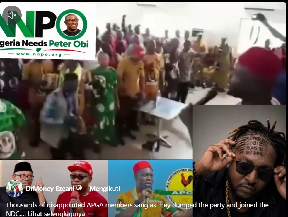 Thousands of disappointed APGA members sang as they dumped the party and joined the NDC